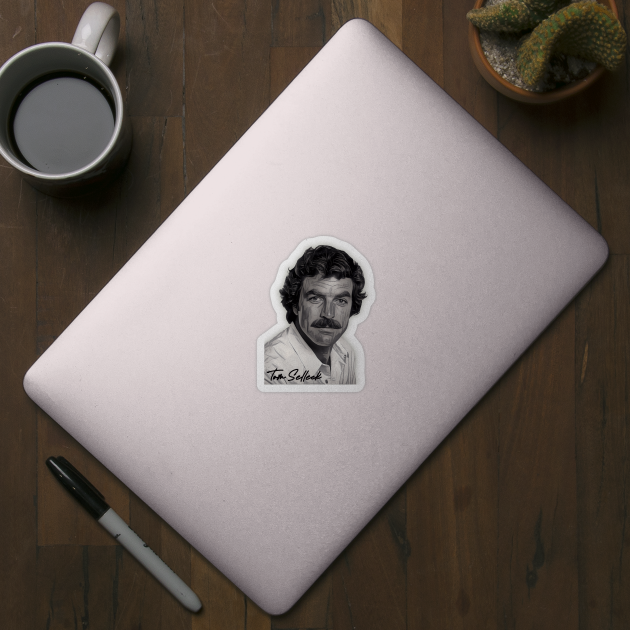 Tom Selleck Image in Grayscale by Mr.FansArt